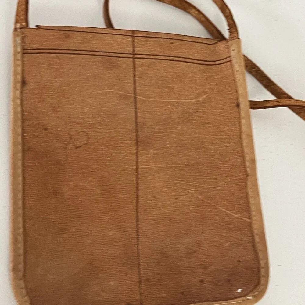 Small crossbody bag Embossed leather bag Travelers bag Passport cellphone bag - Picture 7 of 8